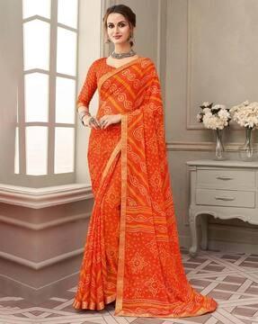 bandhani print chiffon saree