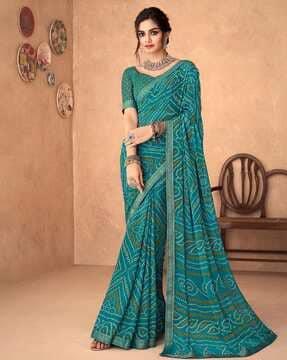 bandhani print chiffon saree