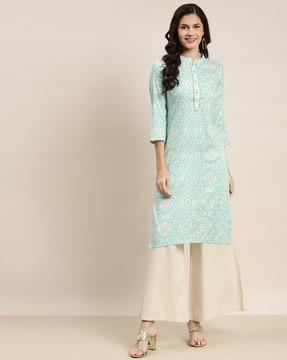 bandhani print cotton straight kurta