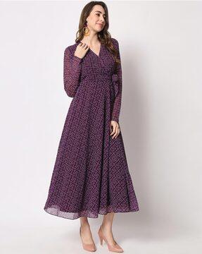 bandhani print fit & flare dress