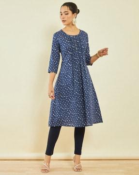 bandhani print flared kurta