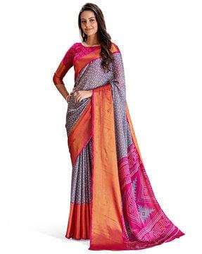 bandhani print georgette saree