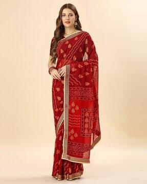 bandhani print georgette saree