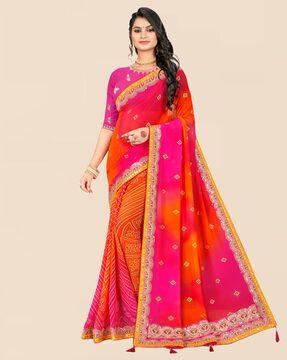 bandhani print georgette saree