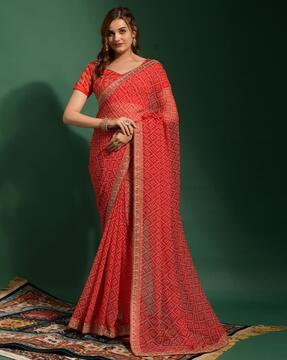 bandhani print georgette saree