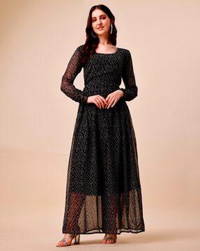 bandhani print gown dress