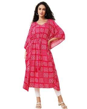 bandhani print kaftan kurta