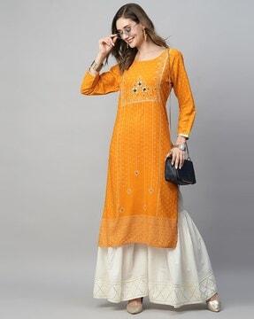 bandhani print kurta & sharara set