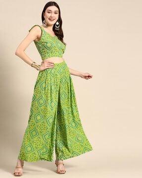 bandhani print pant-suit set