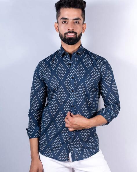 bandhani print patch-pocket shirt