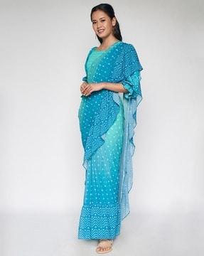 bandhani print pre-stitched saree
