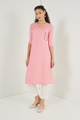 bandhani print rayon blend kurta - pink