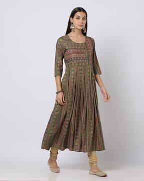 bandhani print round-neck anarkali kurta