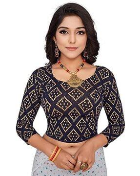 bandhani print round neck blouse