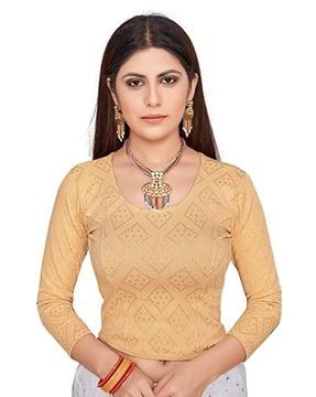 bandhani print round neck blouse