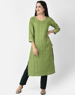 bandhani print round-neck straight kurta