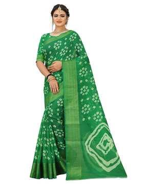 bandhani print saree with blouse piece