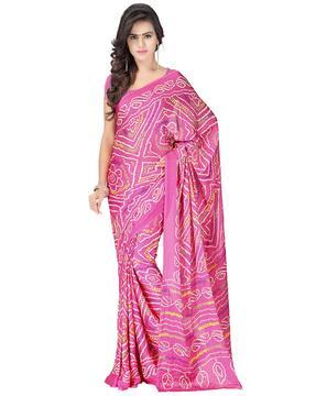 bandhani print saree with border