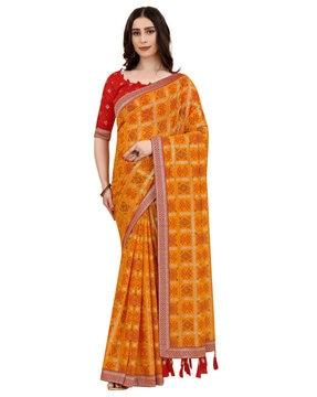 bandhani print silk saree