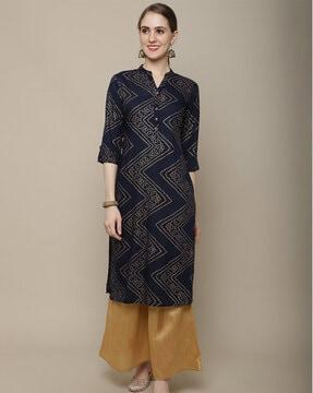 bandhani print straight kurta