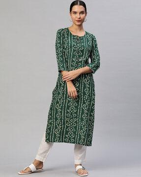 bandhani print straight kurta