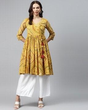 bandhani print straight kurta