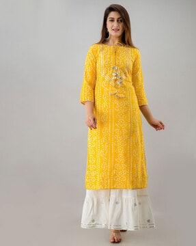 bandhani print straight kurta