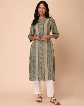 bandhani print straight kurta