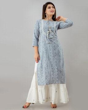 bandhani print straight kurta