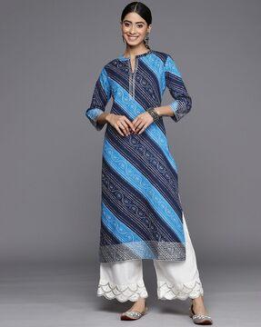 bandhani print straight kurta