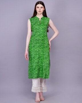 bandhani print straight kurta