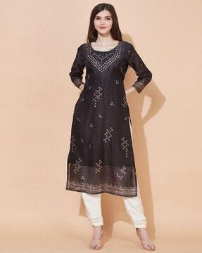 bandhani print straight kurta