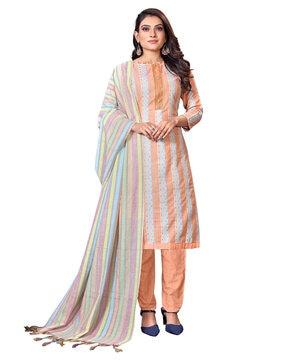 bandhani print unstitched dress material