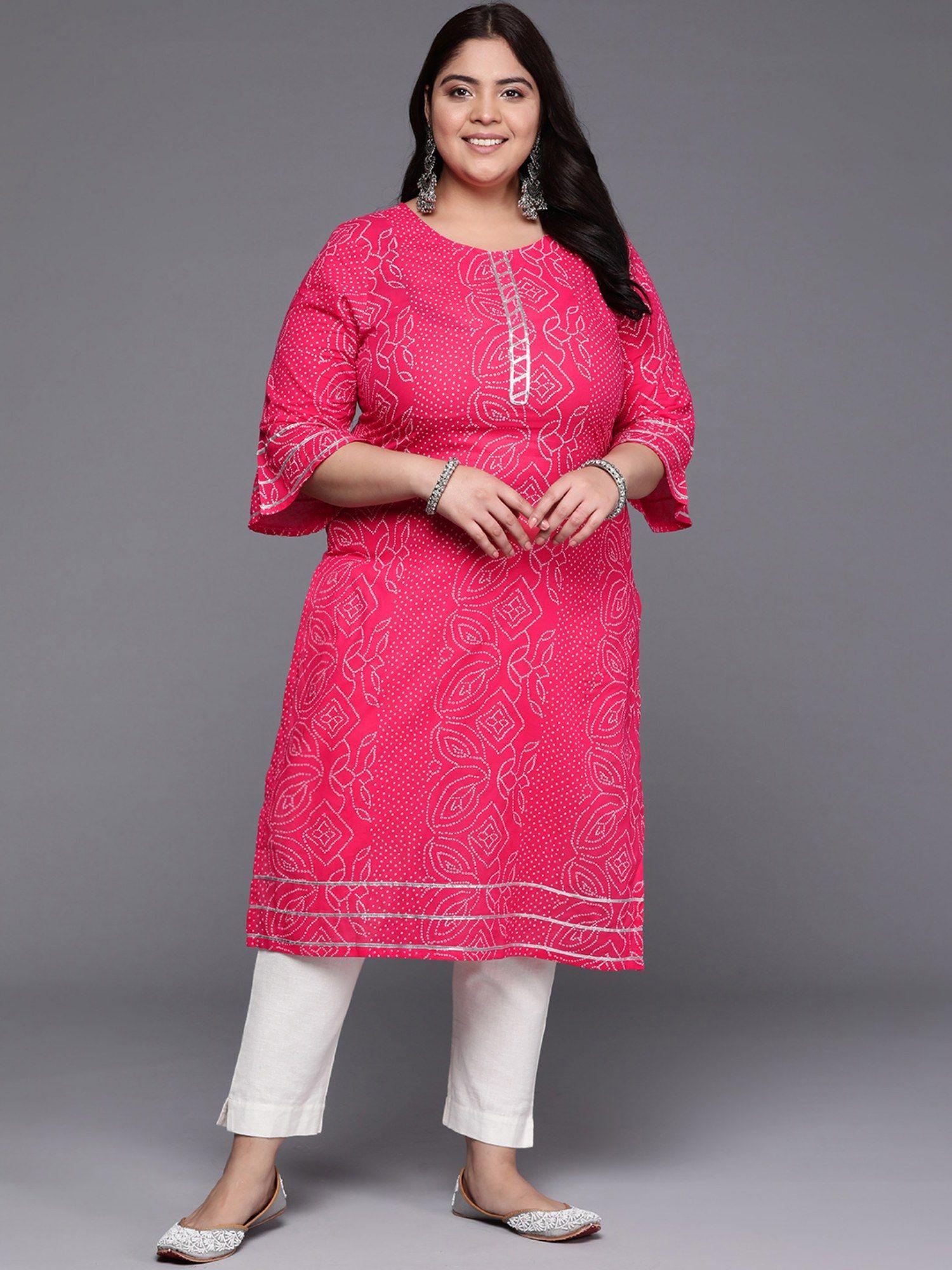 bandhani printed bell sleeves gotta patti pure cotton kurta