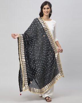 bandhej print dupatta with contrast border