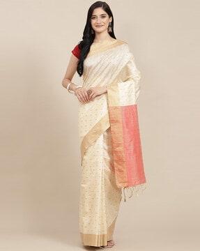 bandhej print saree with zari border