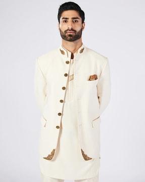 bandhgala jacket with flap pockets