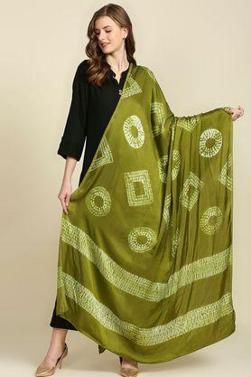 bandhni silk womens festive wear dupatta - olive