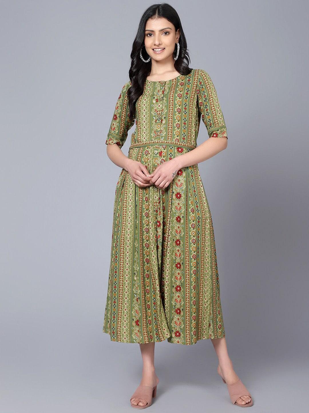 bani women embroidered liva a-line midi ethnic dress