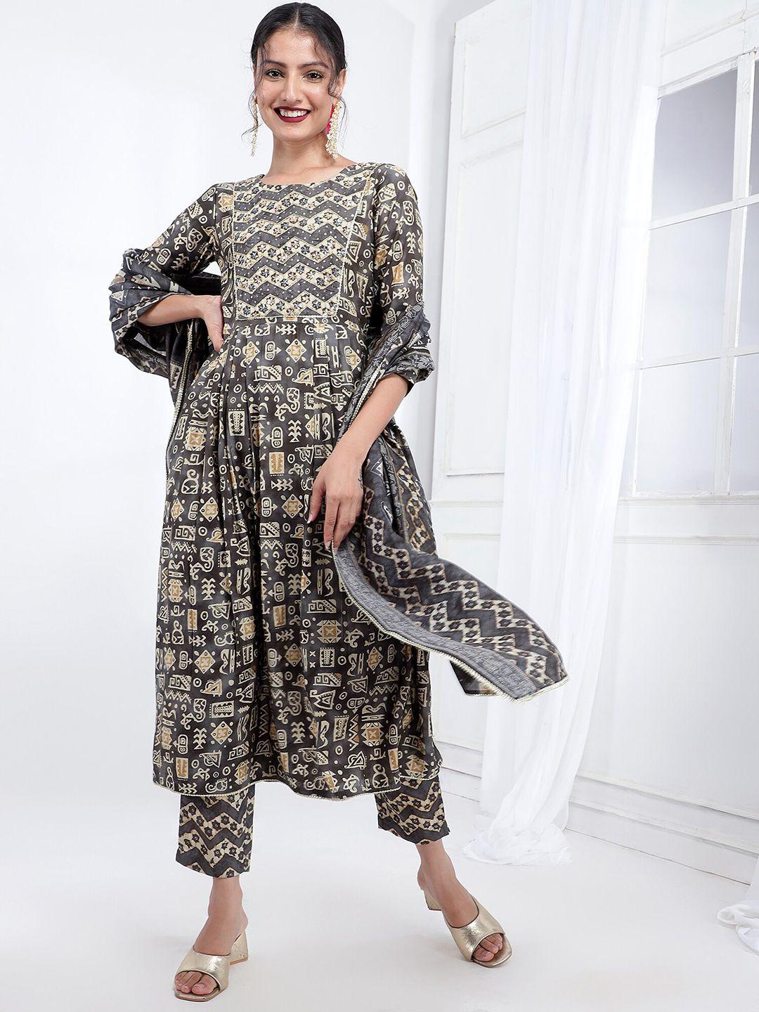 bani women ethnic motifs printed empire sequinned chanderi cotton kurta sets