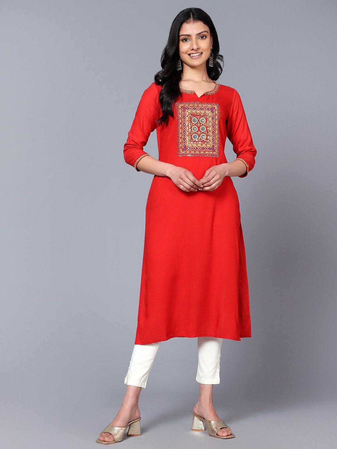 bani ethnic motifs embroidered sequined straight kurta
