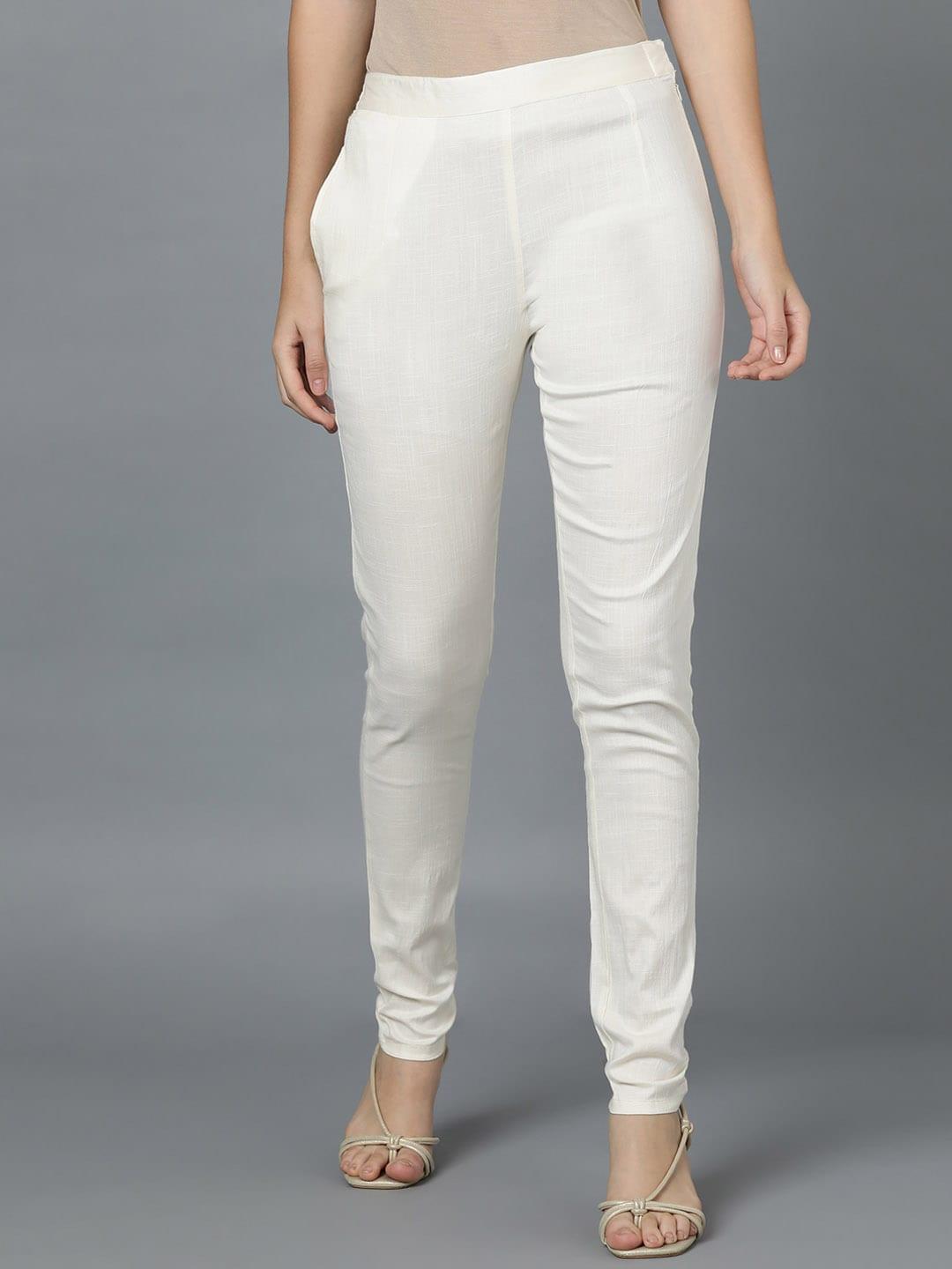 bani women cream-coloured trousers