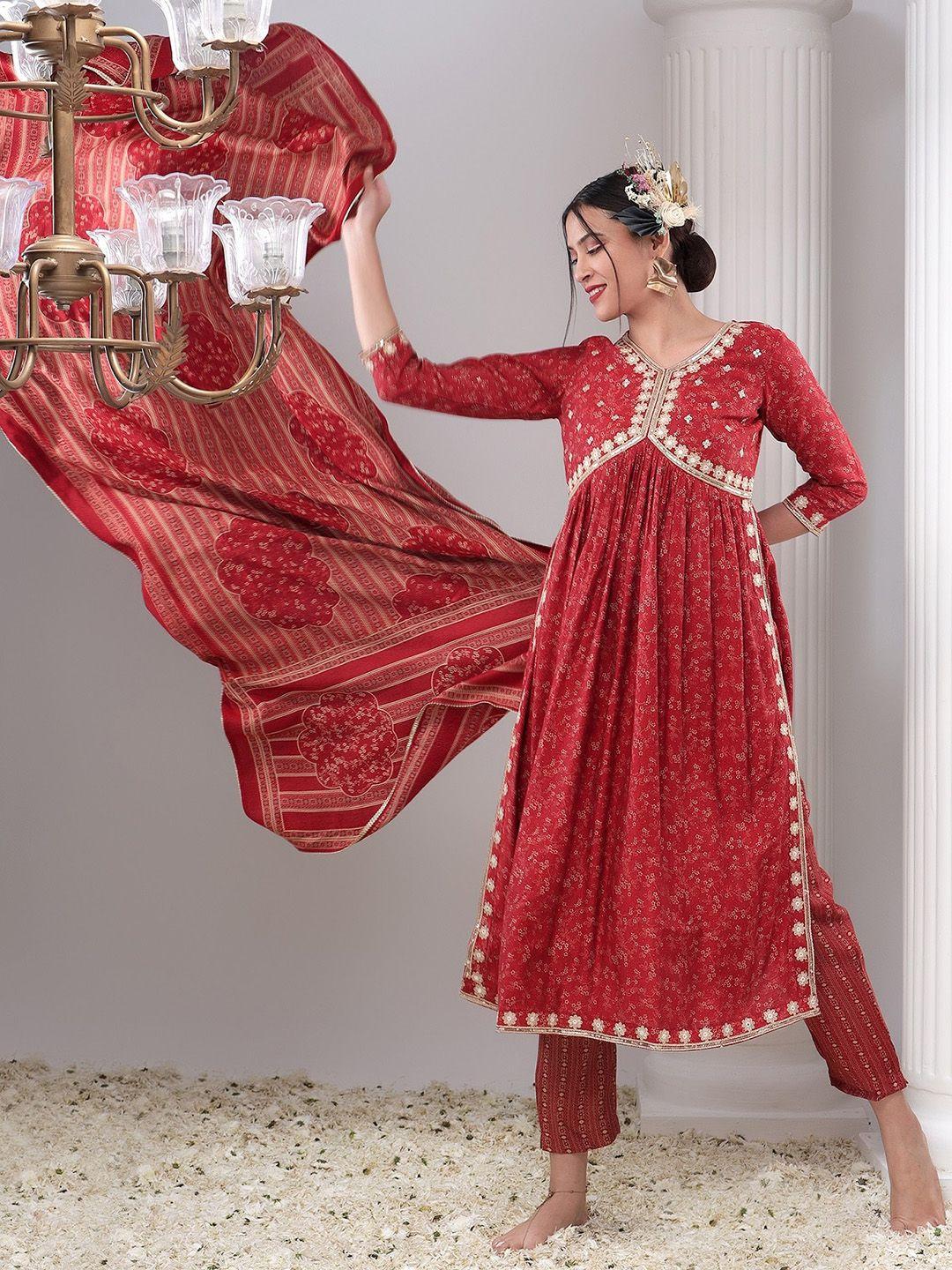 bani women ethnic motifs embroidered empire chanderi silk kurta with trousers & dupatta