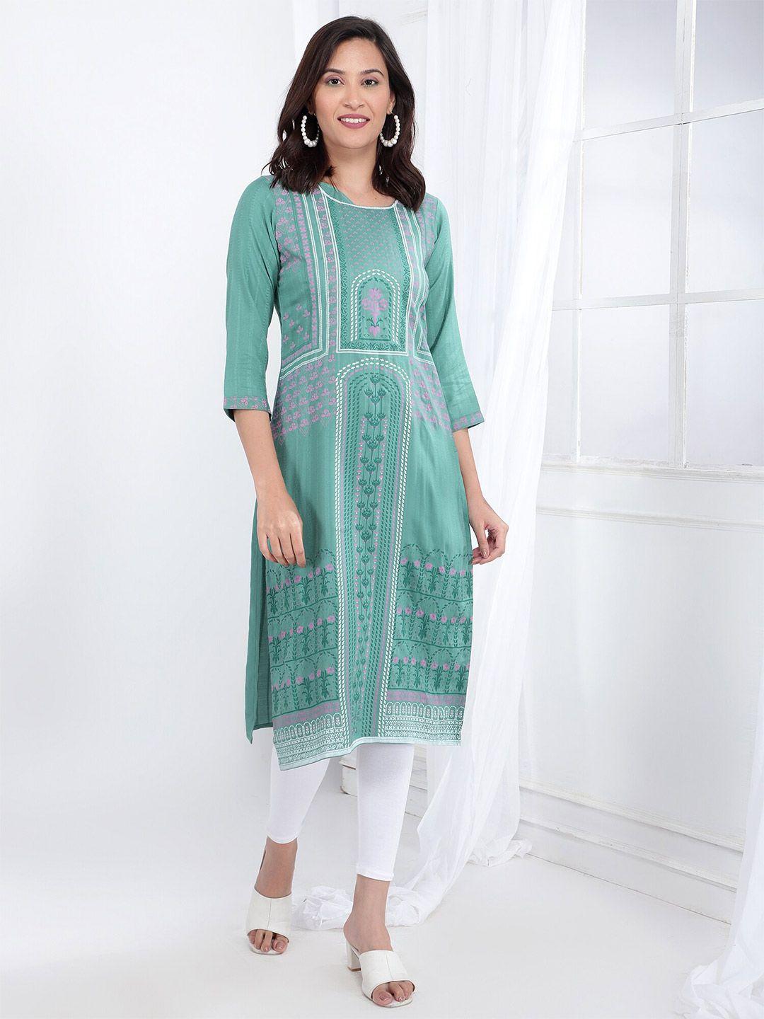 bani women ethnic motifs printed liva straight kurta