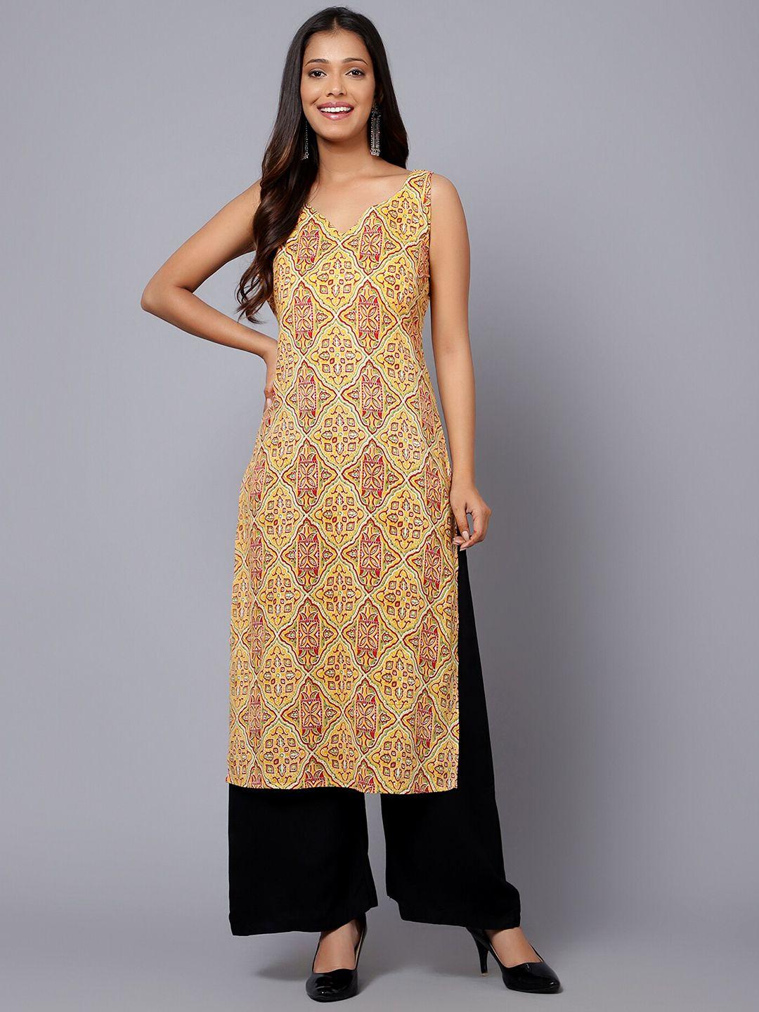 bani women ethnic motifs printed shoulder straps pure cotton kurta