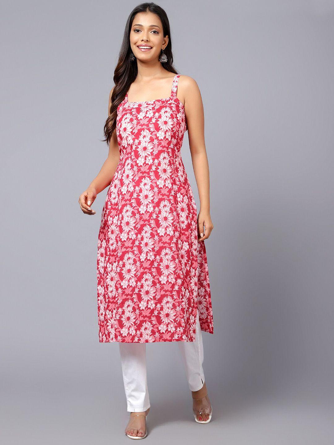 bani women floral printed shoulder straps pure cotton kurta