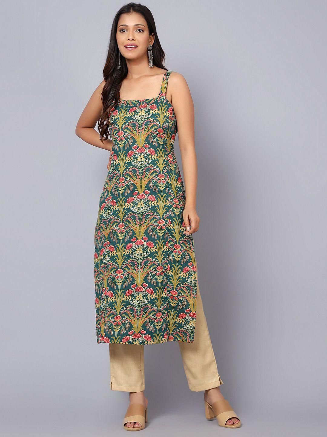 bani women floral printed shoulder straps pure cotton kurta