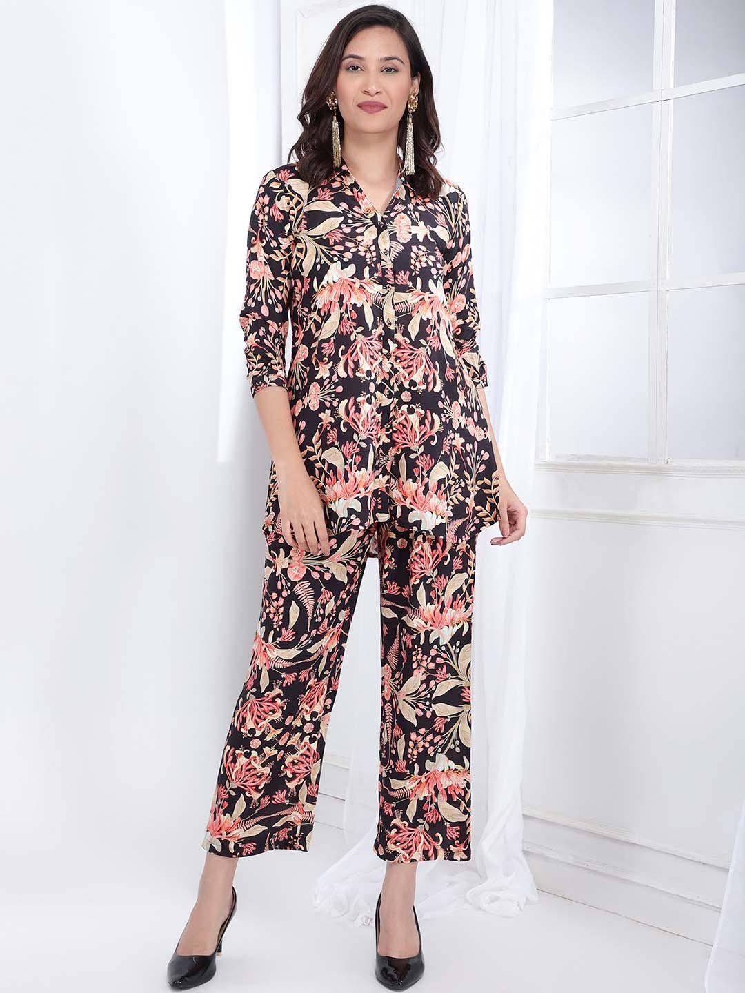 bani women floral printed tunic with trousers