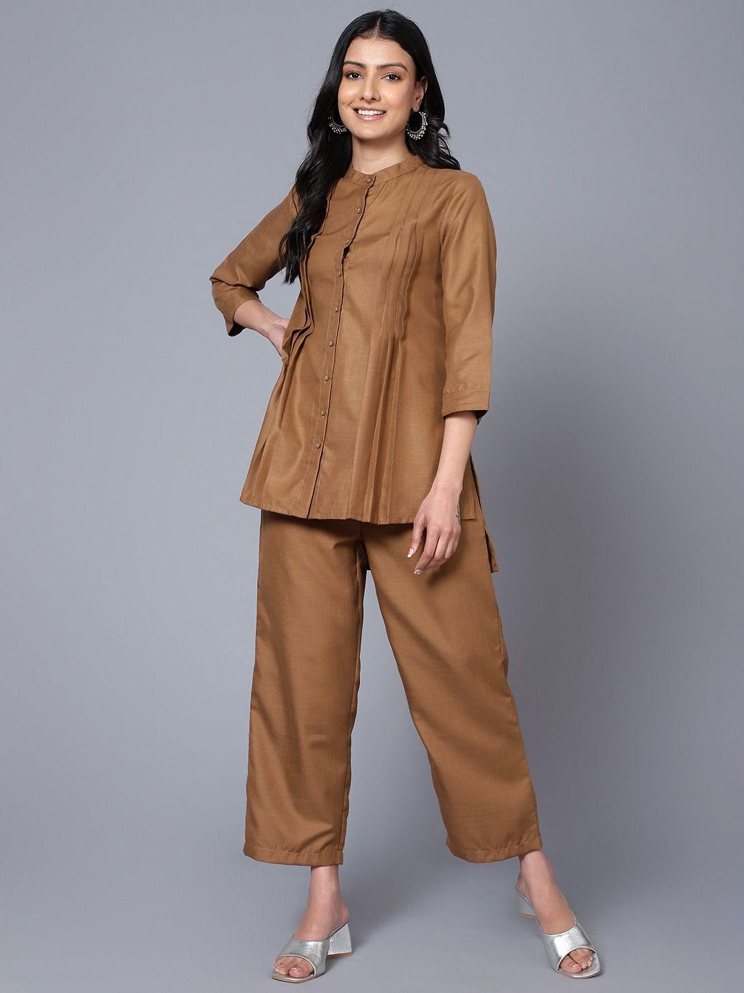 bani women mandarin collar tunic with trousers