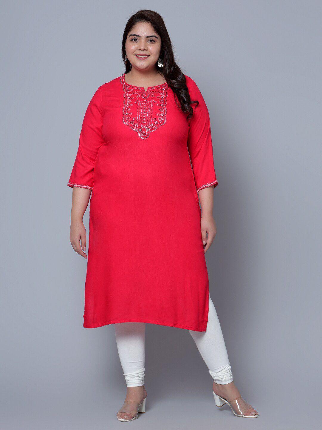 bani women plus size ethnic motifs yoke design thread work sequined liva kurta